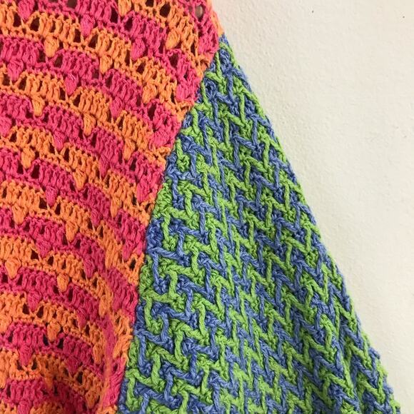 Susan Bristol Y2K 2000s Vintage Crochet patchwork Grandma cardigan sweater M - Picture 7 of 10